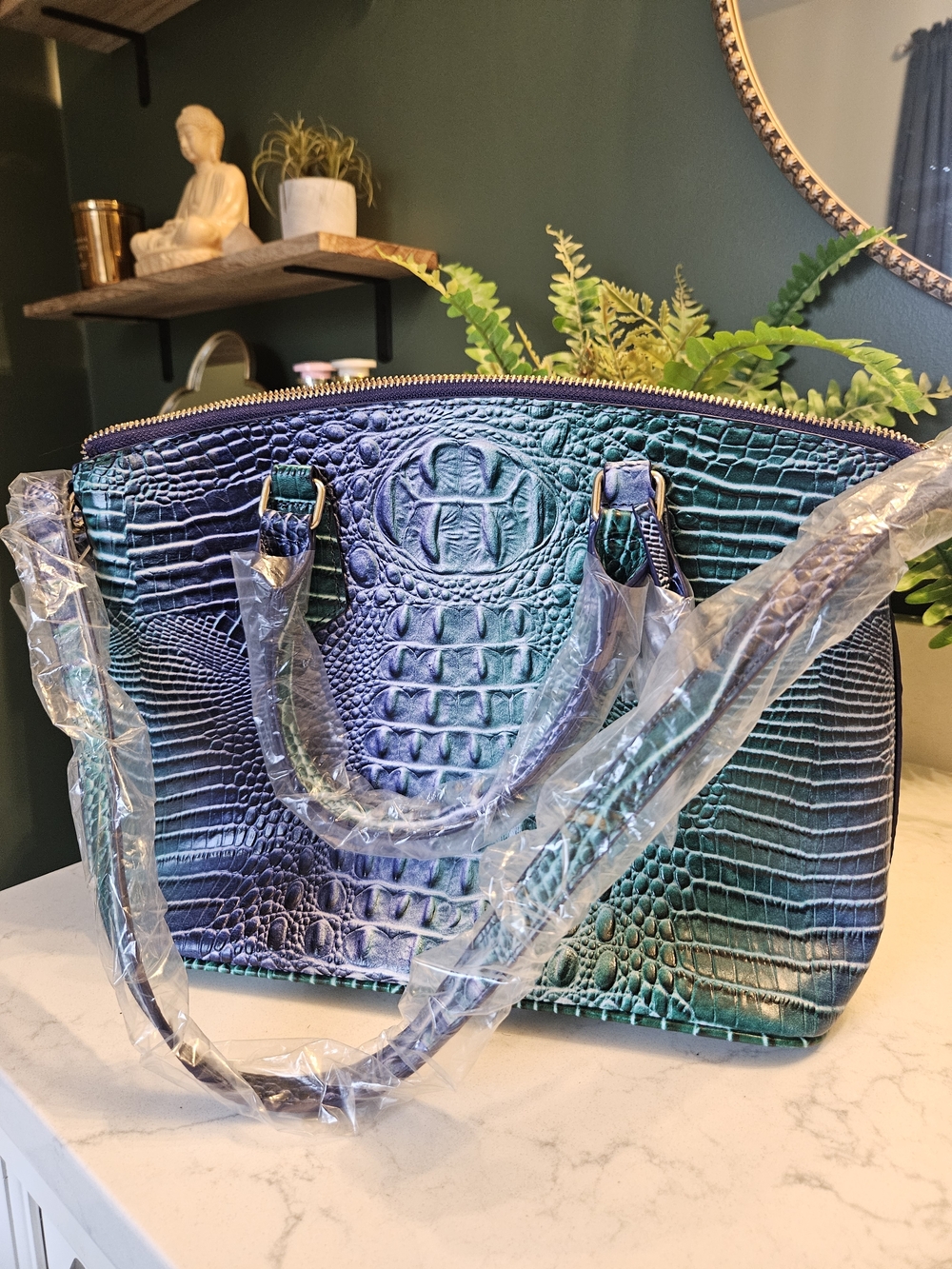 Brahmin-style Faux Croc Skin Bag